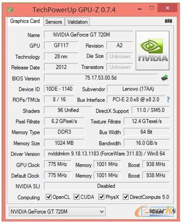 D8 NVIDIA GeForce GT 720M@y(c)ԇϢ